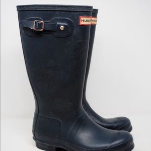 Hunter Original Women's Tall Matte Navy Blue Rain Boots  /  US SIZE 6 EUR 37